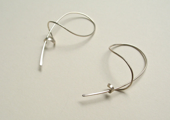 When the Winding Wind Whistles Forged Silver Tendril Dangle Earrings