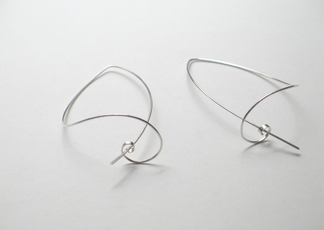 Silver Swirl Hand Forged Wire Dangle Earrings